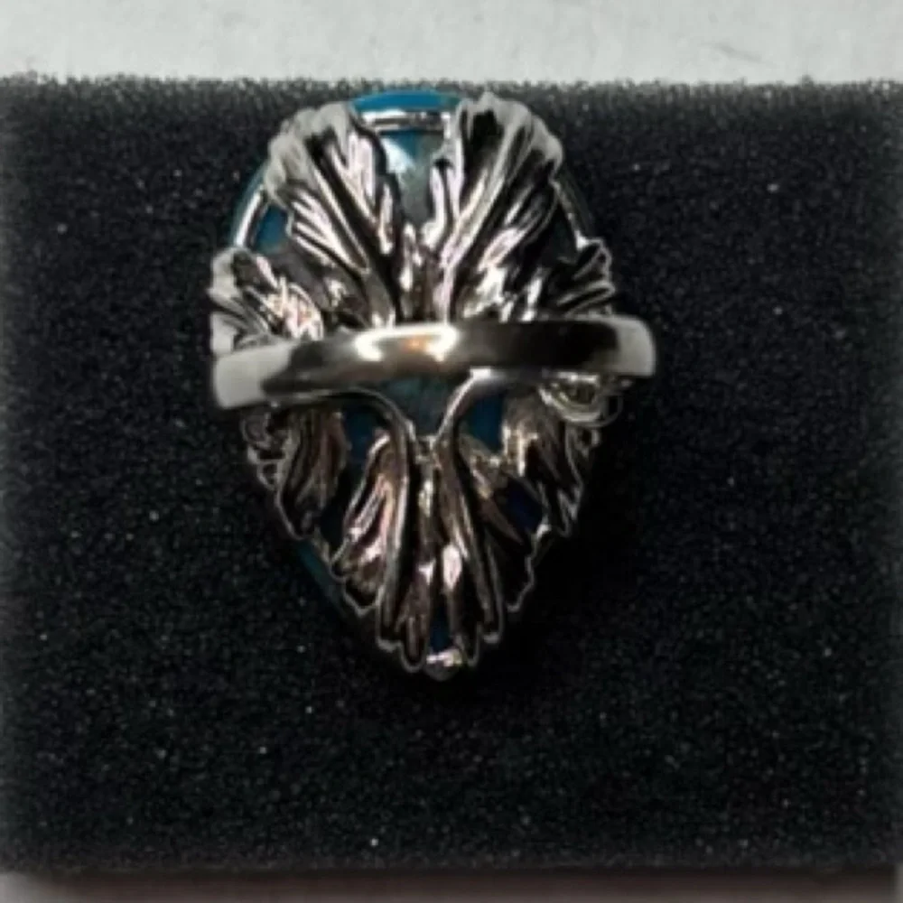 RARITIES Turquoise Sterling Silver Pear Shaped Ring Size 7